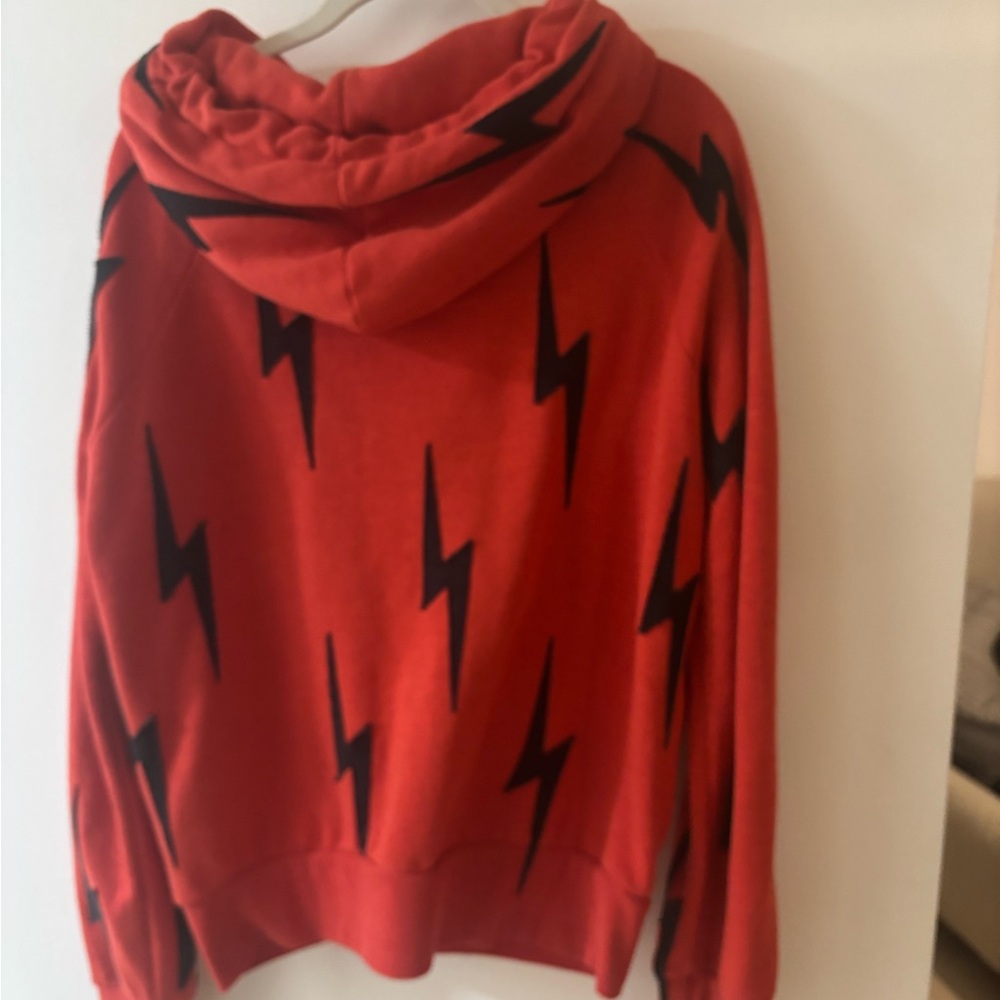 Red Hoodie with Black Lightning Bolts - Picture 3 of 3
